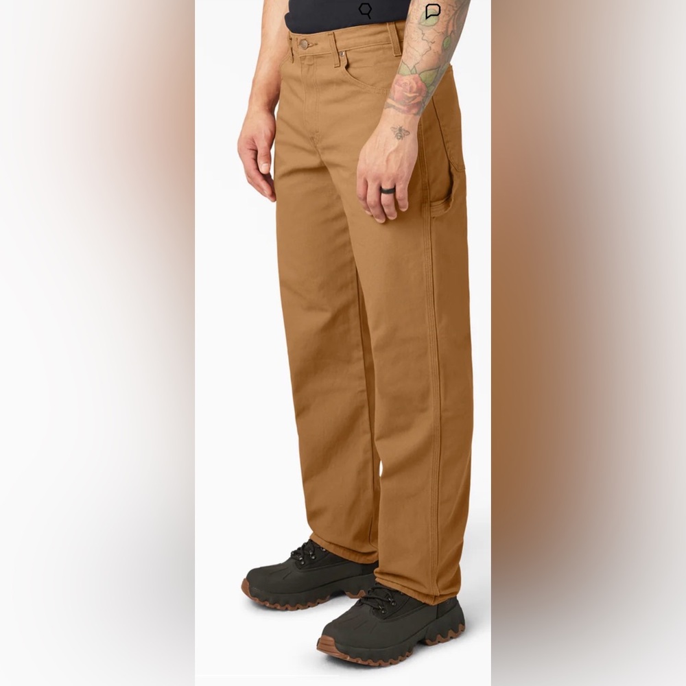 Dickies Relaxed Heavyweight Duck Carpenter Pants 36x30 Rinsed Brown Duck